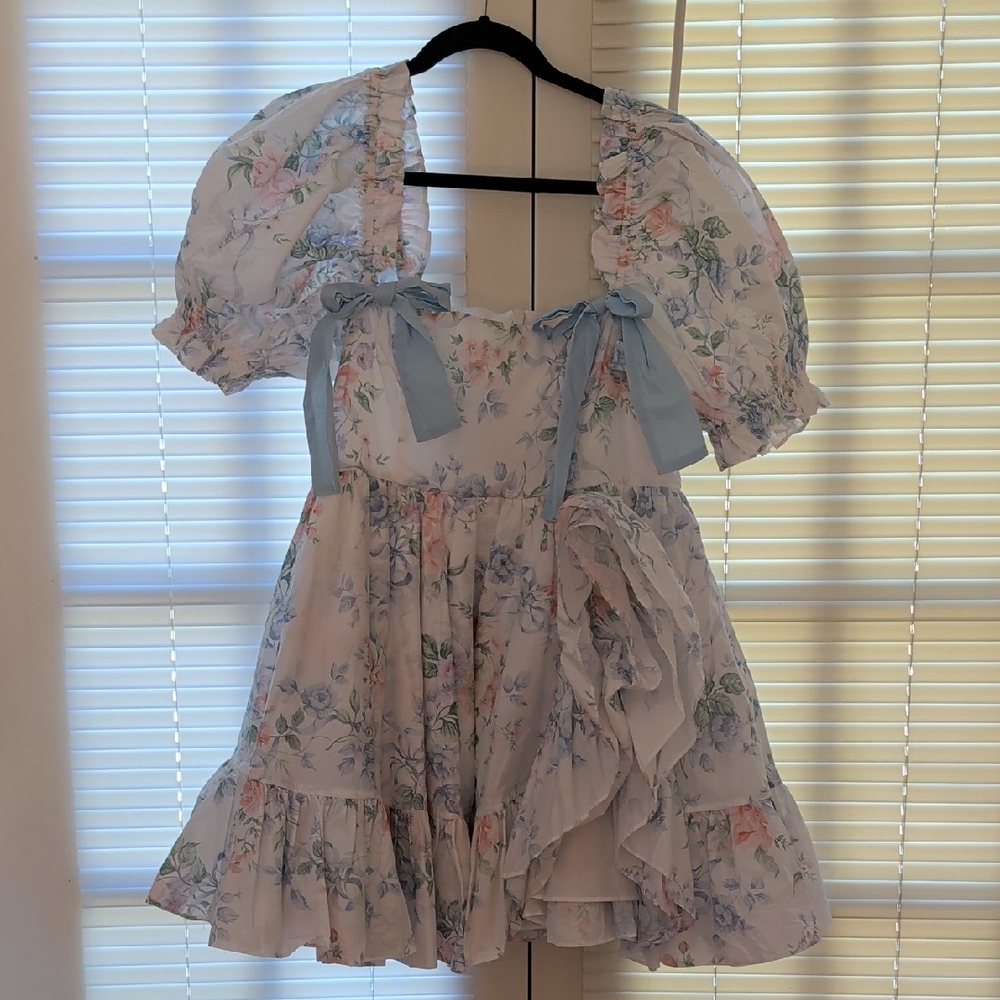 Selkie Pastel Pink Dress with Floral Accents